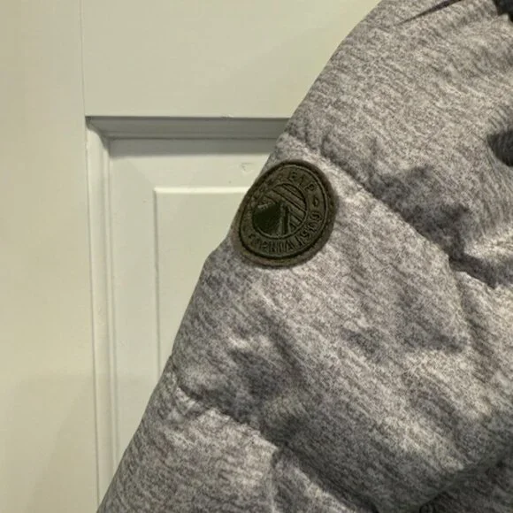 Gap Puffer Kids Warmest Jacket Style Winter Coat Heather Gray & Green Fleece 5y